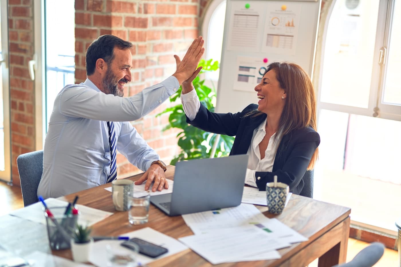Legal professionals collaborating in a modern office
